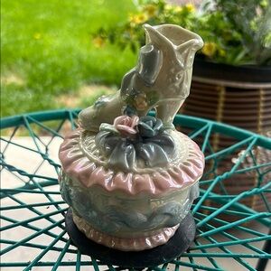 Vintage Ceramic Boot Trinket Box